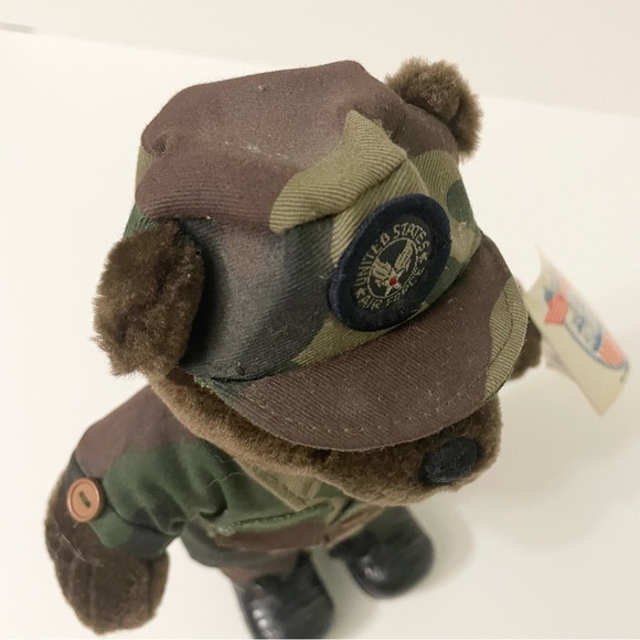 Vintage 1989 US  Bear Forces of America Plush Air Force Bear 11" Dark Brown Camo - Picture 15 of 16